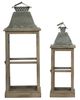 A & B Home  2-Piece Brown/Silver Urban Scape Lantern Set-2