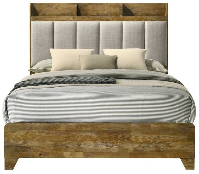 ACME Furniture Garcia Light Aspen Brown Queen Upholstered Panel Storage Bed-3