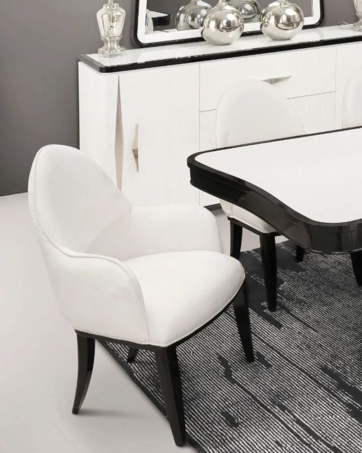 Michael Amini® Tuxedo Piano Keyboard Dining Arm Chair-1