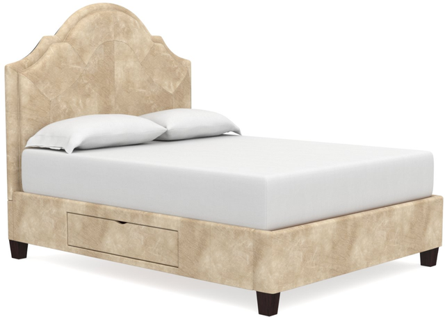 Bassett® Furniture Custom Upholstered Beds Barcelona Leather Bonnet Storage Bed-0