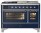 Ilve® Majestic III 48" Midnight Blue Pro Style Dual Fuel Liquid Propane Range with Triple Glass Door and Chrome Trim-0