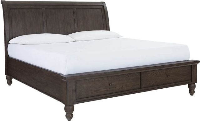 aspenhome® Cambridge Cracked Pepper King Sleigh Storage Bed-0
