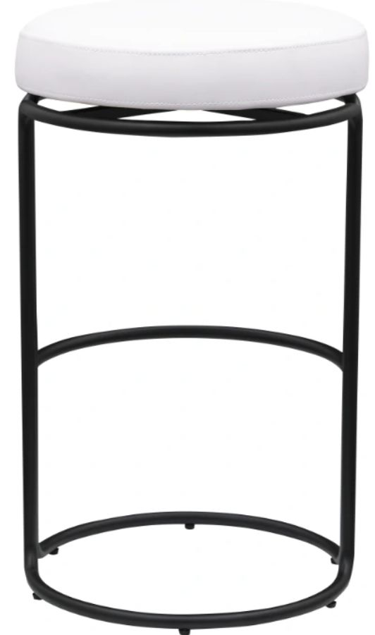 Meridian Furniture Madison Cream/Matte Black Leather Bar Stool-1