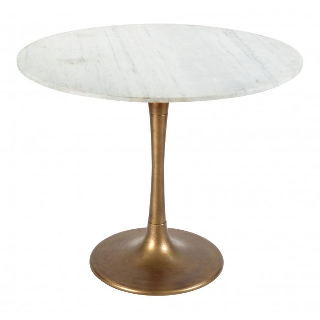 Zuo® Modern Fullerton White Dining Table with Gold Base-0