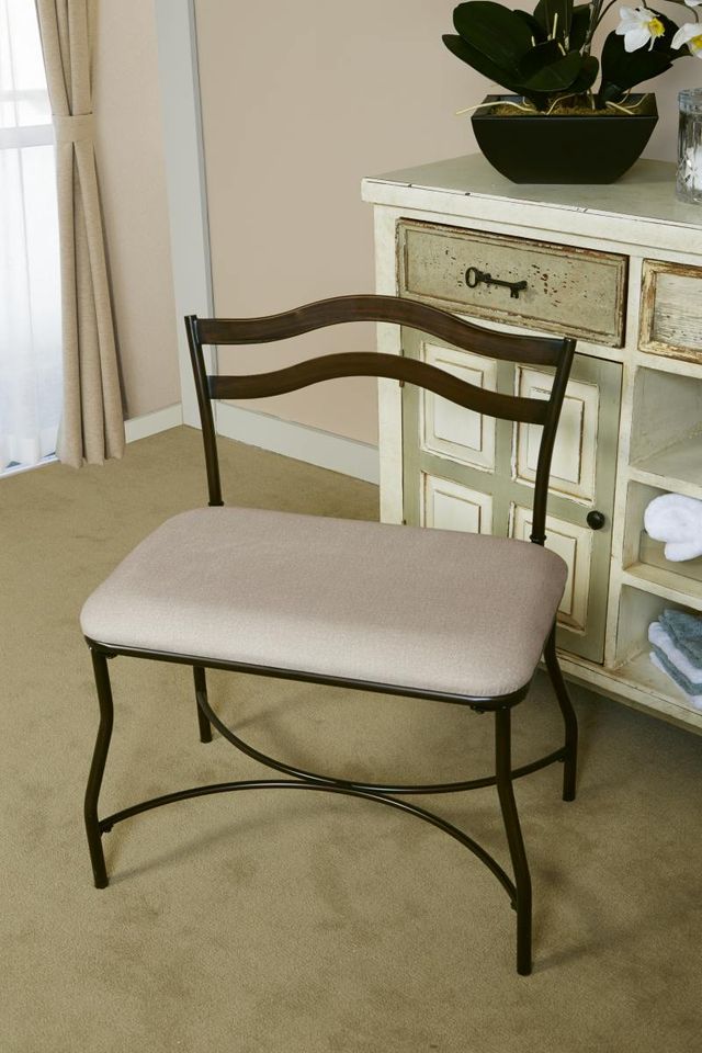 HH2 Home Windsor Beige/Bronze Vanity Bench-2
