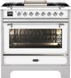 Ilve Décor 36” White Pro Style Dual Fuel Range with 6 Burners and Griddle-0
