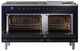 Ilve® Nostalgie II Noblesse 60'' Midnight Blue Pro Style Dual Fuel Range with Burnished Trim-2