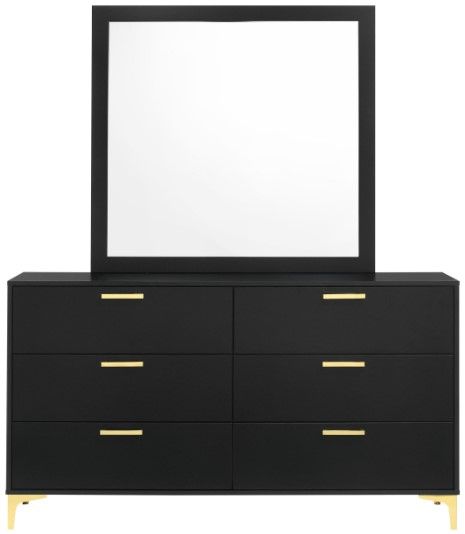 Coaster® Kendall Black Dresser with Mirror Set-1