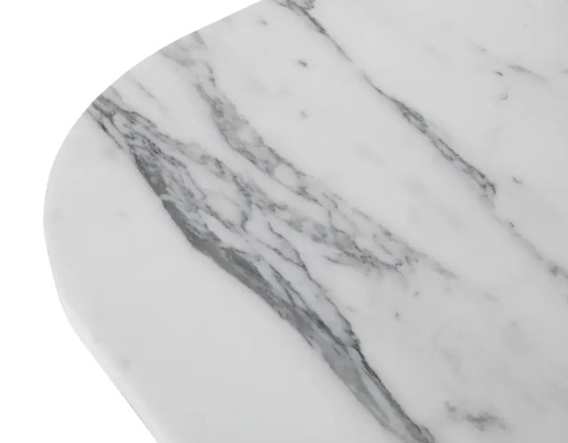 Moe's Home Collection Dash White Calacatta Marble Accent Table with Brown Mango Base-3