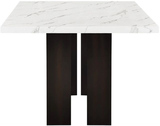 New Classic® Home Furnishings Faust White Faux Marble Top Dining Table with Espresso Base-2