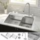 Forno Acqua MultiSINK Stainless Steel 33" Dual Mount Double Bowl Sink with Waterfall Faucet-0