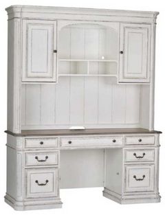 Liberty Furniture Magnolia Manor Antique White Credenza and Hutch