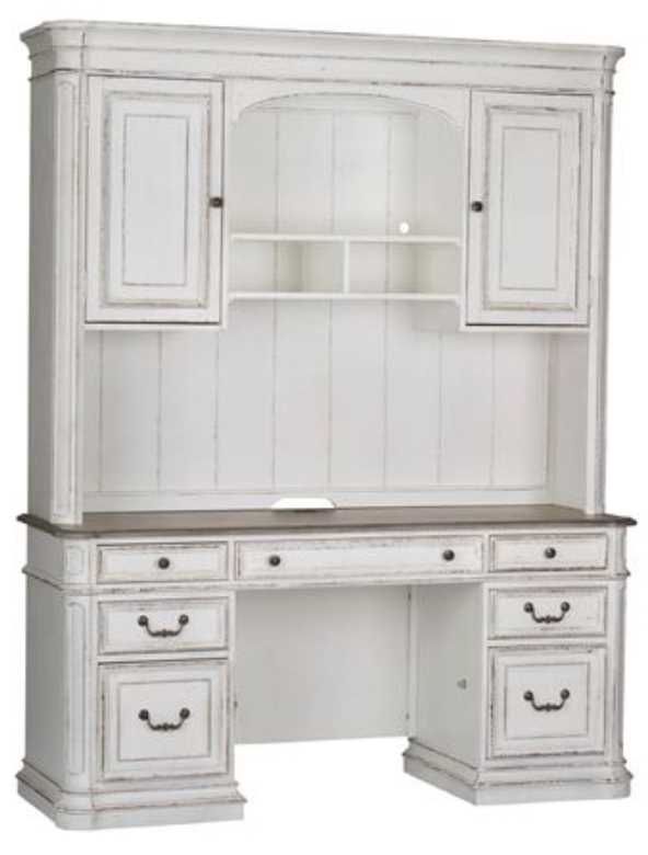 Liberty Furniture Magnolia Manor Antique White Credenza and Hutch-0