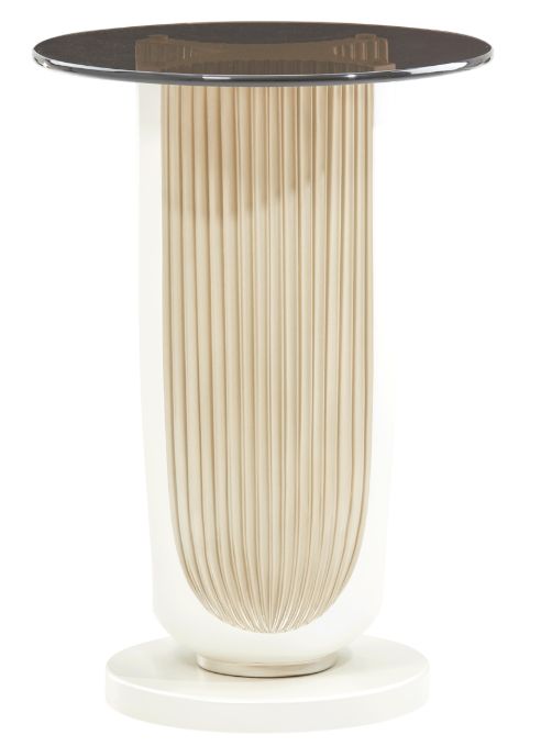 Michael Amini® La Marisia Glass Top Chairside Table with Creamy Pearl Base-2