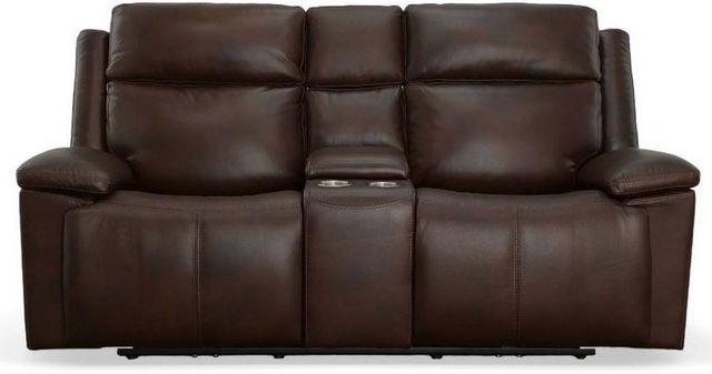 Flexsteel® Chance Brown Power Reclining Loveseat with Console and Power Headrests-1
