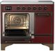 Ilve® Majestic III 40" Burgundy Pro Style Induction Range with Solid Door and Burnished Trim-3