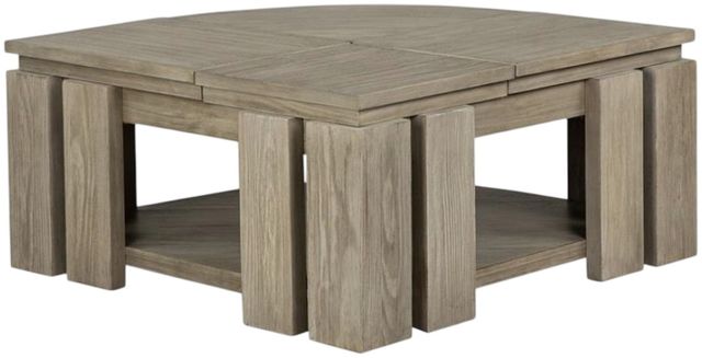 Magnussen Home® Conrad Stone Harbor Gray Pie Shaped Lift Top Cocktail Table with Casters-3
