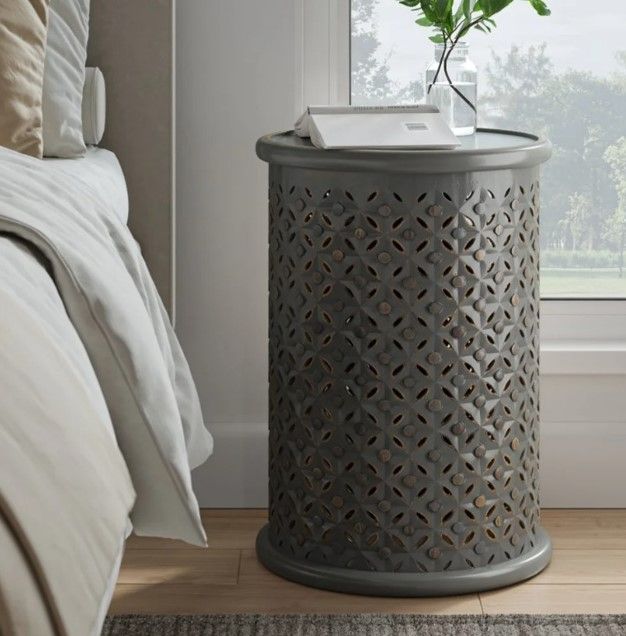 Jofran Inc. Global Archive Decker Antique Gray Large Drum Table-1