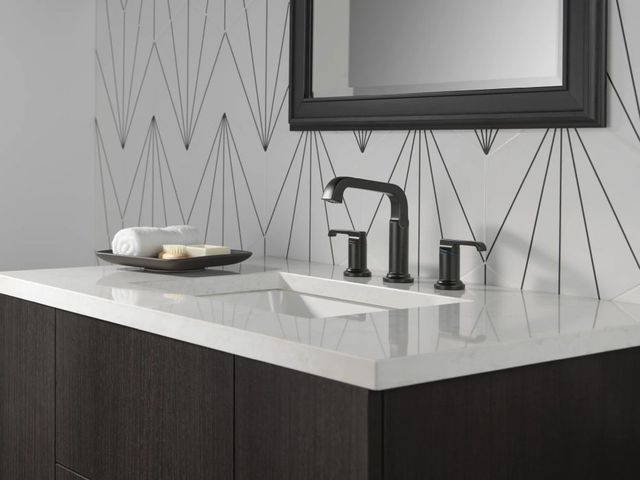 Delta Tetra™ Matte Black 2-Handle Widespread Bathroom Faucet-2