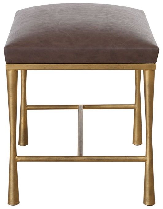 Uttermost® Reform Antiqued Gold/Cocoa Small Bench-3