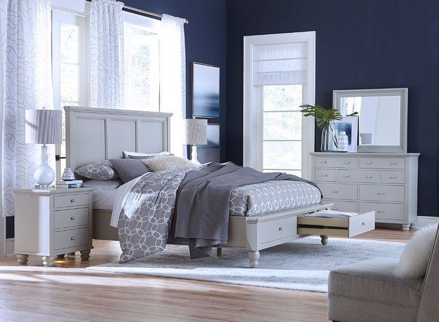 aspenhome® Cambridge Light Gray Paint California King Panel Storage Bed-1