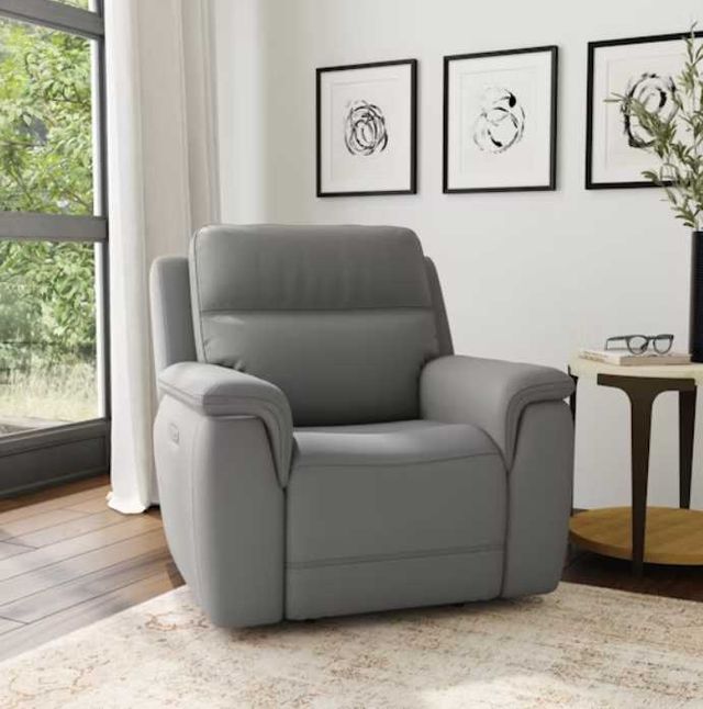 Flexsteel® Sawyer Gray Power Recliner with Power Headrest and Lumbar-1