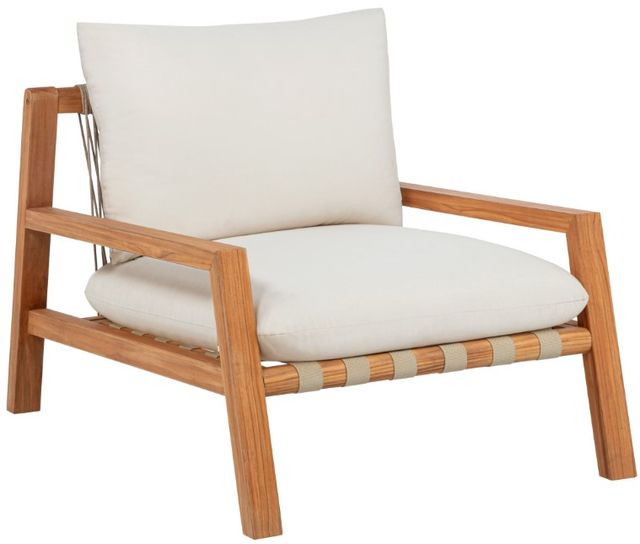 Linon Charlotte Brown/Off-White Fabric/Teak Chair-0