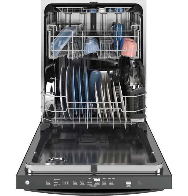 GE® ENERGY STAR® 24" Fingerprint Resistant Black Slate Top Control Built In Dishwasher-4