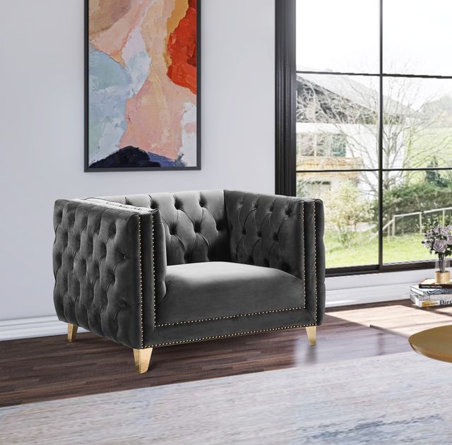 Meridian Furniture Michelle Grey Velvet Chair-1