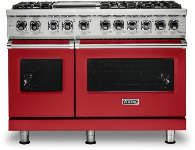 Viking® 5 Series 48" San Marzano Red Pro Style Dual Fuel Natural Gas Range with 12" Griddle-0
