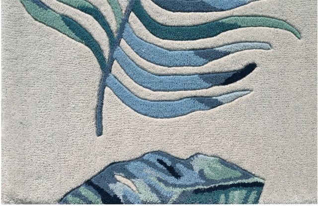 KAS Rugs Cove Blue/Ivory Leaves 5'x8' Area Rug-3