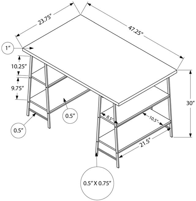 Monarch Specialties Inc. Grey/Black Computer Desk-3