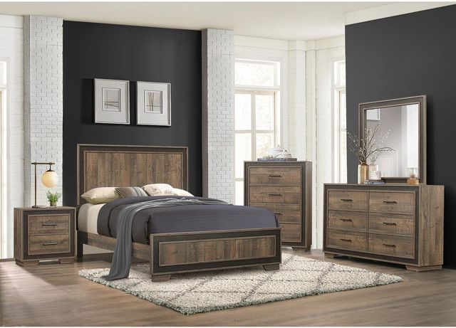 Mazin Furniture Ellendale Dark Ebony/Rustic Mahogany Full Panel Bed-2
