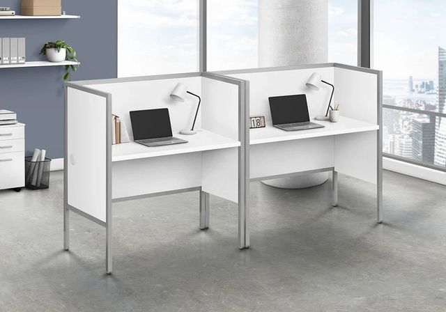 Monarch Specialties Inc. Silver/White Office Cubicle Desk-3