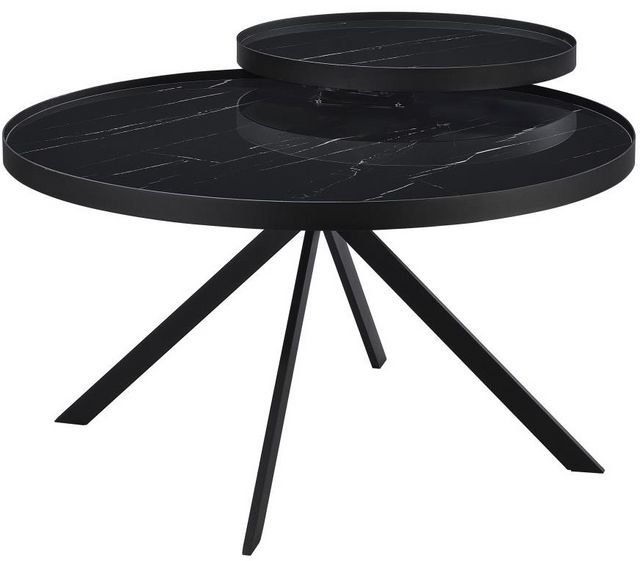 Coaster® Briggs Marble Printed Glass Top Coffee Table with Black Base-1