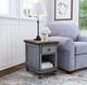 Flexsteel® Plymouth Medium Brown Chairside Table with Distressed Graywash Base-1