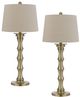 Cal® Lighting & Accessories 2-Piece Rockland Antique Brass/White Table Lamp Set-0