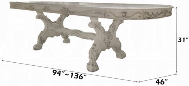 ACME Furniture Dresden Bone White Extendable Dining Table with 2-Leaves-2