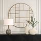 Uttermost® Geometric Antiqued Gold Round Mirror-1