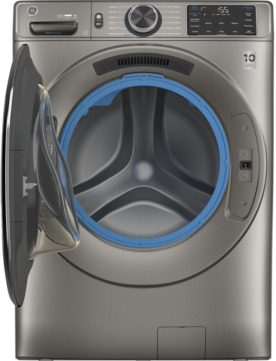 GE® 4.8 Cu. Ft. Satin Nickel Smart Front Load Washer | Heydlauff's