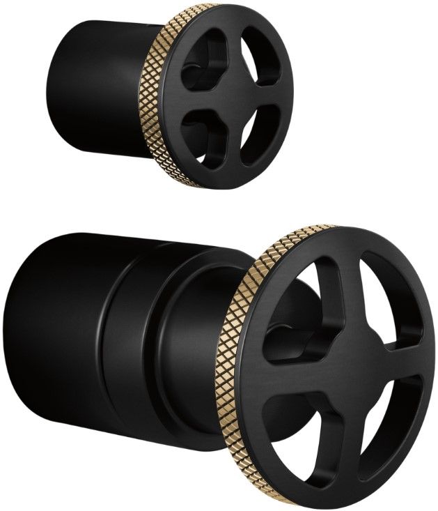 Brizo Litze® Matte Black/Brilliance® Luxe Gold® Pressure Balance Valve With Diverter Trim Handle Kit - Wheel-0