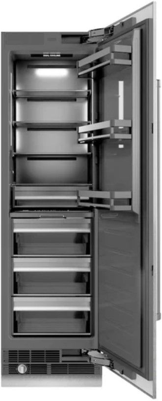 ZLINE 24" 12.5 Cu. Ft. Satin Stainless Steel Column Refrigerator with Graphite Gray Interior-1
