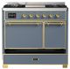 Ilve® Majestic III 40" Blue Gray Pro Style Dual Fuel Natural Gas Range with Solid Door and Brass Trim-2