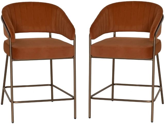 Linon Portland 2-Piece Bronze/Caramel Counter Stool Set-0