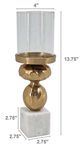 A & B Home Gold/White Diamond Stem Hurricane Candle Holder-2