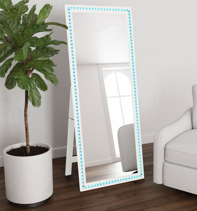 Coaster® Windrose White Standing Mirror with LED-1