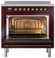 Ilve® Nostalgie II Noblesse 36'' Burgundy Pro Style Induction Range with Burnished Trim-2