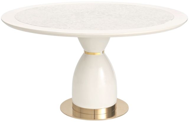 Michael Amini® Lisbon Silken Matte Cream Round Dining Table-0