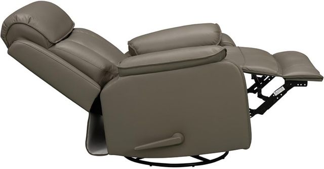 BarcaLounger® Mac Lynn Smokey Gray Leather Manual Swivel Glider Recliner-1