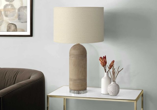 Monarch Specialties Inc. Brown Resin Table Lamp with Beige Shade-2